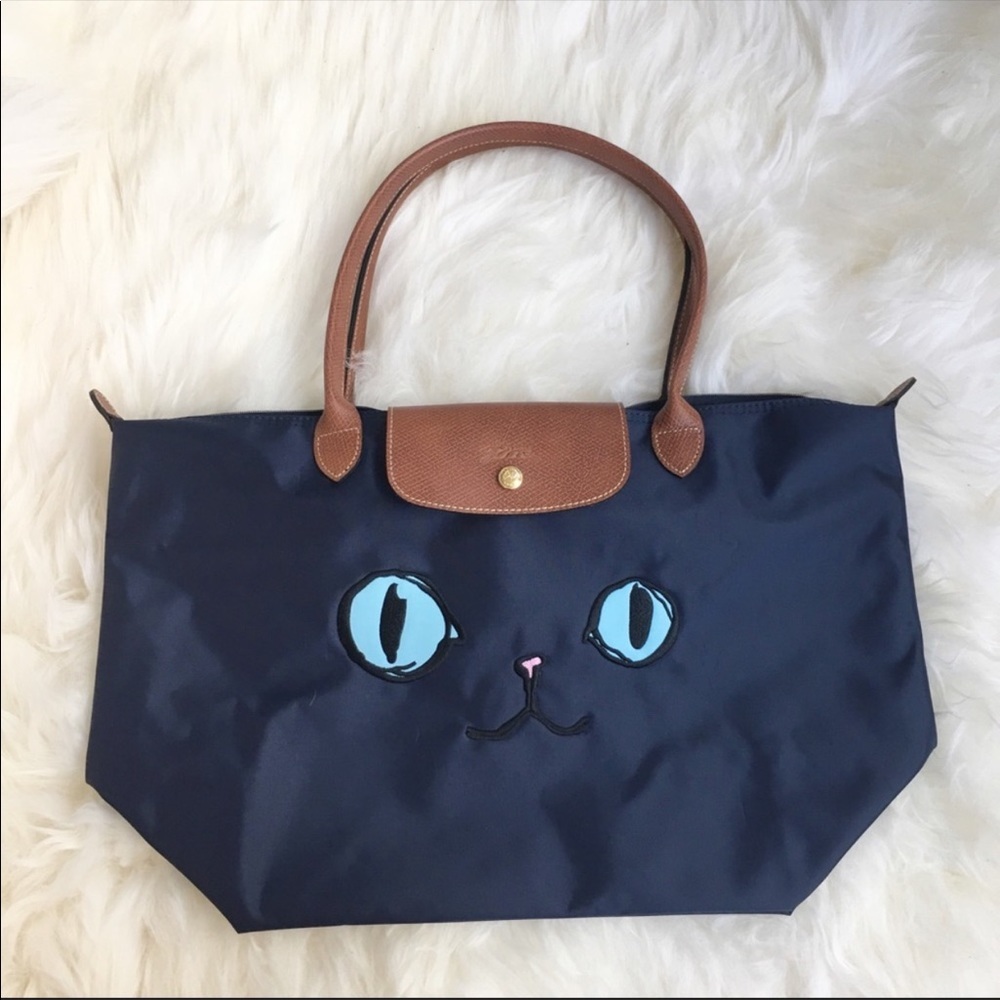 Longchamp Le Piliage Miaou Cat medium tote